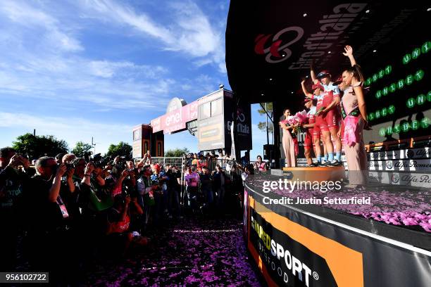 Podium / Maxim Belkov of Rusia / Maurits Lammertink of The Netherlands / Mads Wurtz Schmidt of Denmark / Baptiste Planckaert of Belgium and Team...