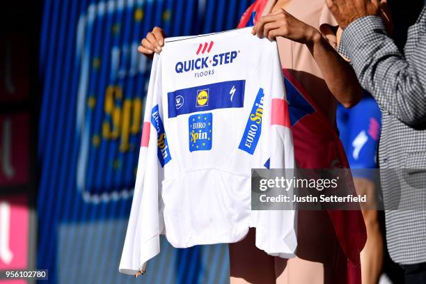 Podium / Illustration / White Best Young Riders Jersey Maximilian Schachmann of Germany and Team Quick-Step Floors / during the 101th Tour of Italy...