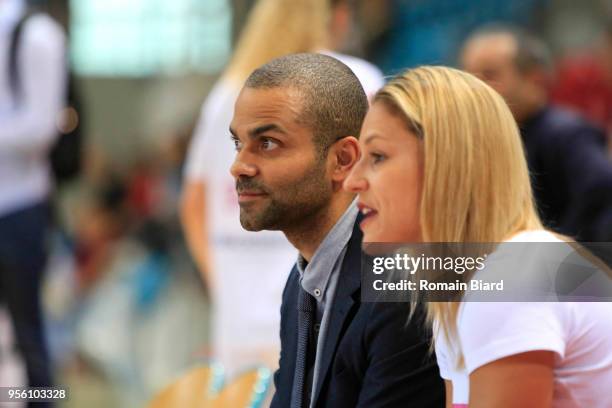 Tony Parker and Ingrid Tanqueray during the Women's League, Semi Final Second Leg match between Lyon Asvel Feminin and Tango Bourges on May 8, 2018...