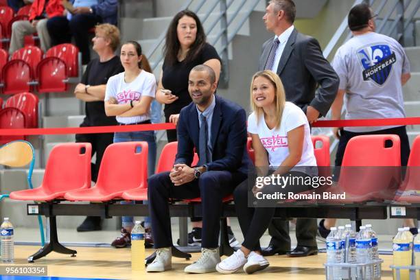 Tony Parker and Ingrid Tanqueray during the Women's League, Semi Final Second Leg match between Lyon Asvel Feminin and Tango Bourges on May 8, 2018...