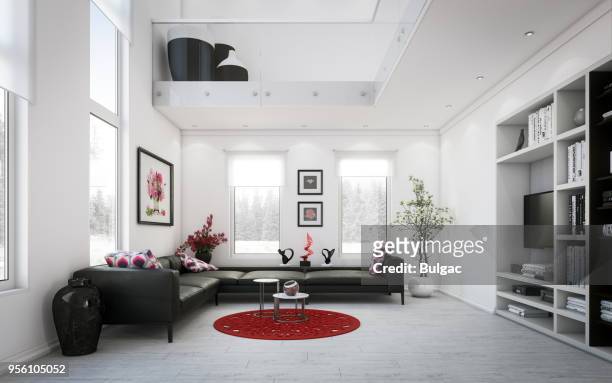 luxury two-level living room - big living room stock pictures, royalty-free photos & images