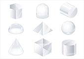 Set of transparent glass shapes