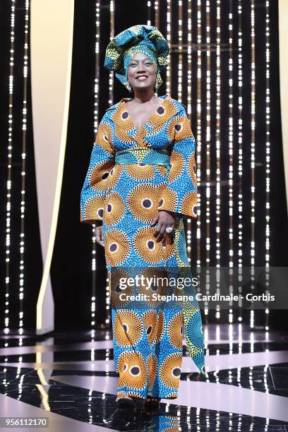 Jury member Khadja Nin walks onstage at the Jury opening ceremony during the 71st annual Cannes Film Festival at Palais des Festivals on May 8, 2018...