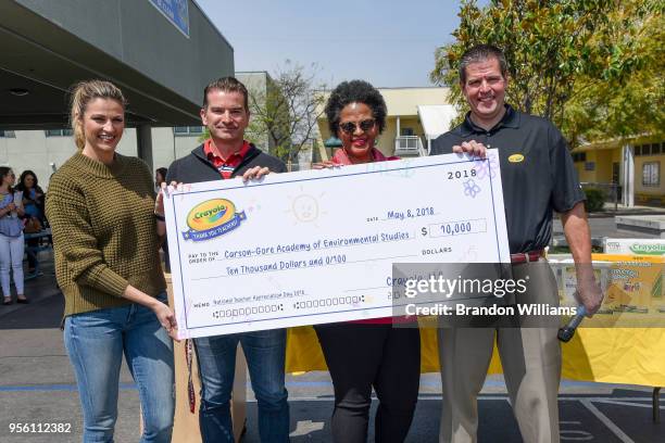 Crayola CEO Smith Holland and TV Personality Erin Andrews deliver school supplies for National Teacher Appreciation Day at Carson-Gore Academy of...