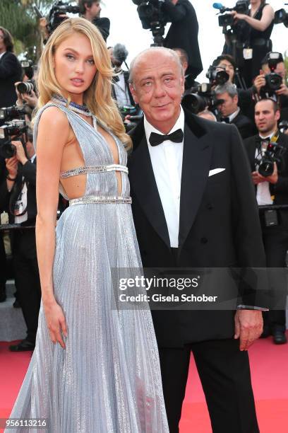 Romee Strijd and Fawaz Gruosi attend the screening of "Everybody Knows " and the opening gala during the 71st annual Cannes Film Festival at Palais...