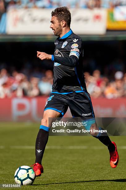Adrian Lopez of Deportivo de La Coruna in actionduring the La Liga match between Celta de Vigo and Deportivo La Coruna at Balaidos Stadium on May 5,...