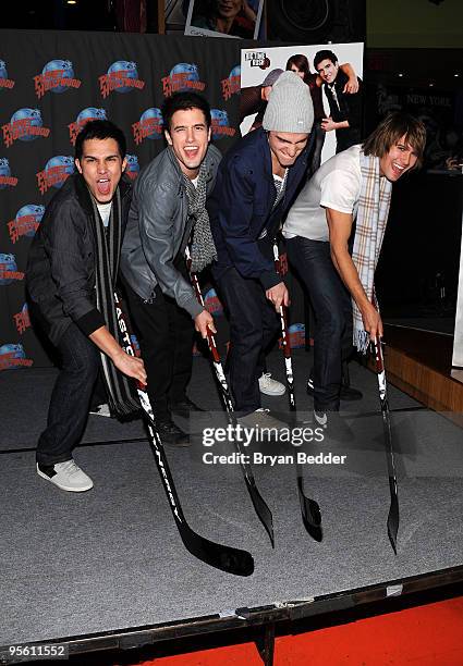 Actors Carlos Pena, Logan Henderson, Kendall Schmidt and James Maslow greet fans at Nickelodeon's BIG TIME RUSH screening at Planet Hollywood Times...