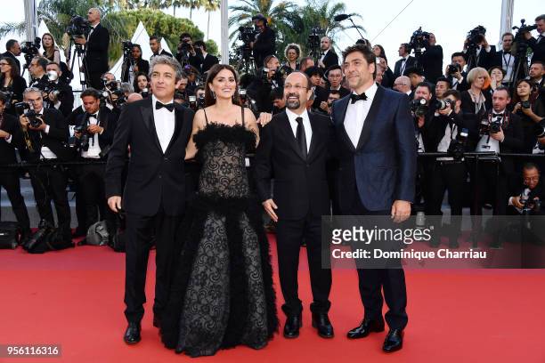 Actor Ricardo Darin, actress Penelope Cruz, wearing jewels by Atelier Swarovski Fine Jewelry, director Asghar Farhadi and actor Javier Bardem attend...