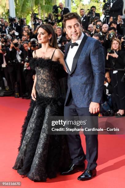 Penelope Cruz, wearing jewels by Atelier Swarovski Fine Jewelry and Javier Bardem attend the screening of "Everybody Knows " and the opening gala...