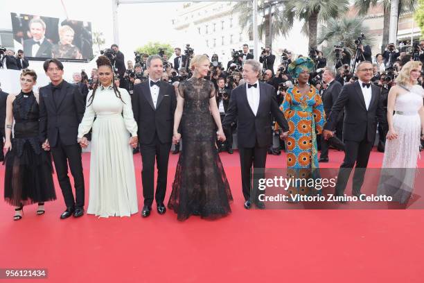 Jury members Lea Seydoux, Andrey Zvyagintsev, Khadja Nin, Robert Guediguian, jury head Cate Blanchett, Denis Villeneuve, Ava DuVernay, Chang Chen and...