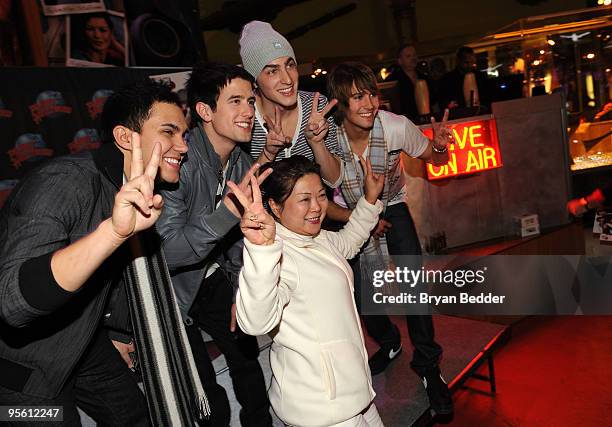 Actors Carlos Pena, Logan Henderson, Kendall Schmidt and James Maslow greet fans at Nickelodeon's BIG TIME RUSH screening at Planet Hollywood Times...