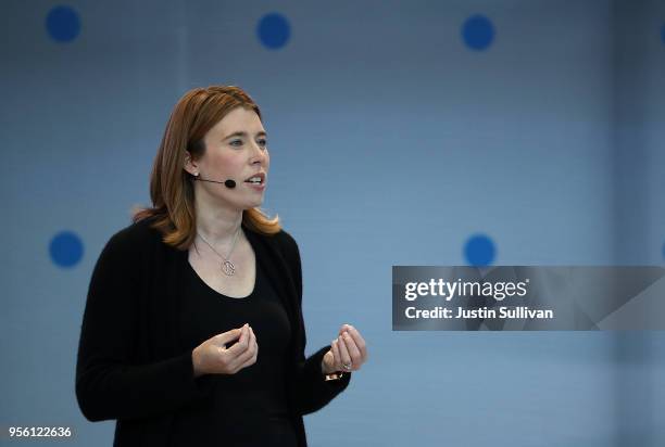 Jen Fitzpatrick, Google vice president, engineering and product management, speaks during the opening keynote address at the Google I/O 2018...