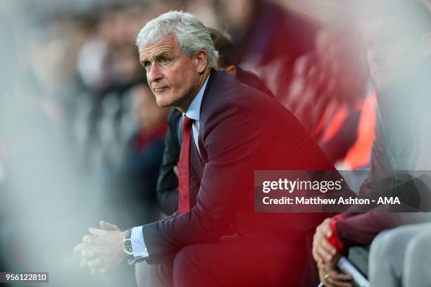 Mark Hughes head coach / manager of Southampton during the Premier League match between Swansea City and Southampton at Liberty Stadium on May 8,...
