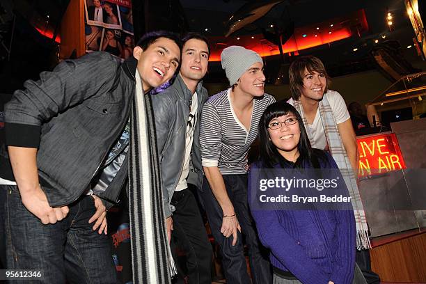 Actors Carlos Pena, Logan Henderson, Kendall Schmidt and James Maslow greet fans at Nickelodeon's BIG TIME RUSH screening at Planet Hollywood Times...