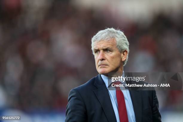 Mark Hughes head coach / manager of Southampton during the Premier League match between Swansea City and Southampton at Liberty Stadium on May 8,...