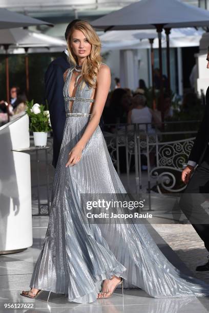 Romee Strijd is seen at Hotel Martinez during the 71st annual Cannes Film Festival at on May 8, 2018 in Cannes, France.