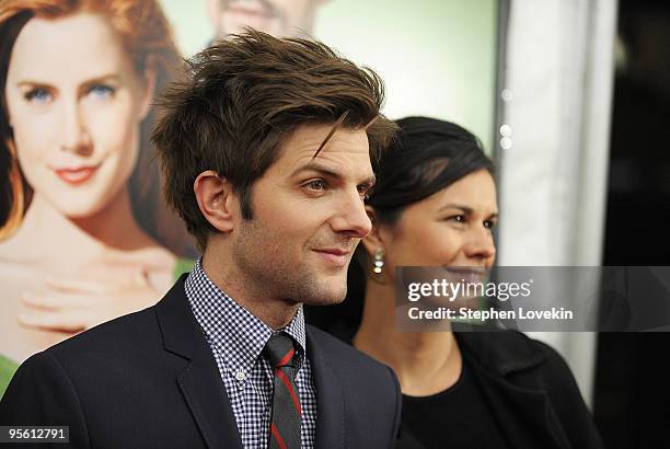 Actor Adam Scott and Naomi Sablan attend the premiere of "Leap Year" at Directors Guild Theatre on January 6, 2010 in New York City.