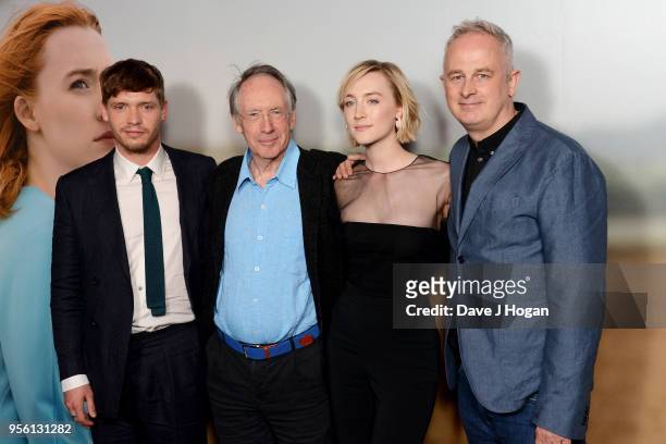 Billy Howle, writer Ian McEwan, Saoirse Ronan and director Dominic Cooke attend a special screening of 'On Chesil Beach' at The Curzon Mayfair on May...