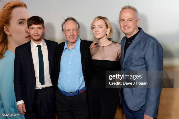 Billy Howle, writer Ian McEwan, Saoirse Ronan and director Dominic Cooke attend a special screening of 'On Chesil Beach' at The Curzon Mayfair on May...