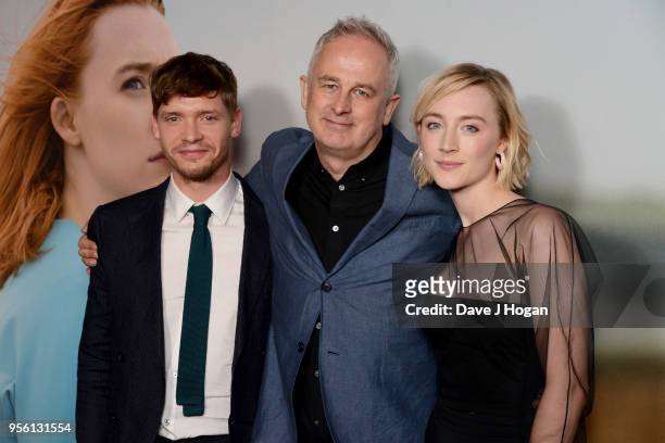 Billy Howle, director Dominic Cooke and Saoirse Ronan attend a special screening of 'On Chesil Beach' at The Curzon Mayfair on May 8, 2018 in London,...