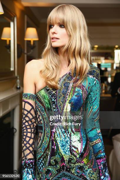 Julia Stegner is fitted in Balmain before the MET Ball at The Lowell Hotel on May 7, 2018 in New York City.