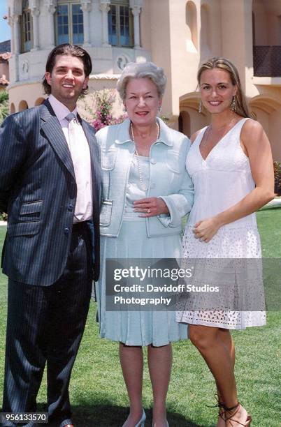 Left to right, Donald Trump Jr, Judge Maryanne Trump Barry, and Vanessa Kay Haydon Trump pose for a portrait during Easter Sunday events at the...