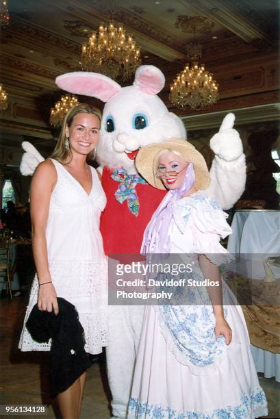 Vanessa Kay Haydon Trump, wife of Donald Trump Jr, stands next to the Easter Bunny and another costumed Easter character during Easter Sunday events...