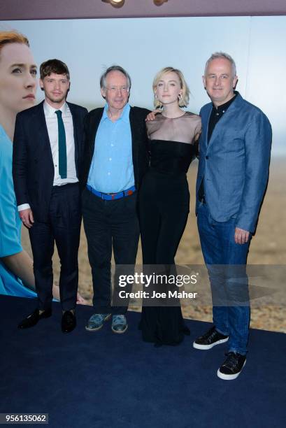 Billy Howle, Ian McEwan, Saoirse Ronan and Dominic Cooke attend a special screening of 'On Chesil Beach' at The Curzon Mayfair on May 8, 2018 in...