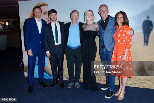 Billy Howle, Ian McEwan, Saoirse Ronan and Dominic Cooke attend a special screening of 'On Chesil Beach' at The Curzon Mayfair on May 8, 2018 in...