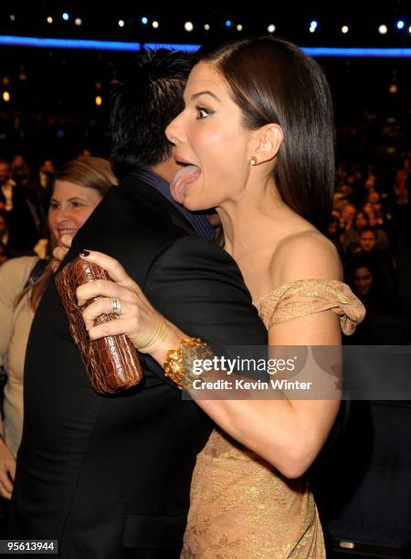 Actors Sandra Bullock and George Lopez during the People's Choice Awards 2010 held at Nokia Theatre L.A. Live on January 6, 2010 in Los Angeles,...