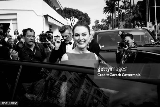 Julianne Moore departs the Martinez Hotel during the 71st annual Cannes Film Festival at on May 8, 2018 in Cannes, France.