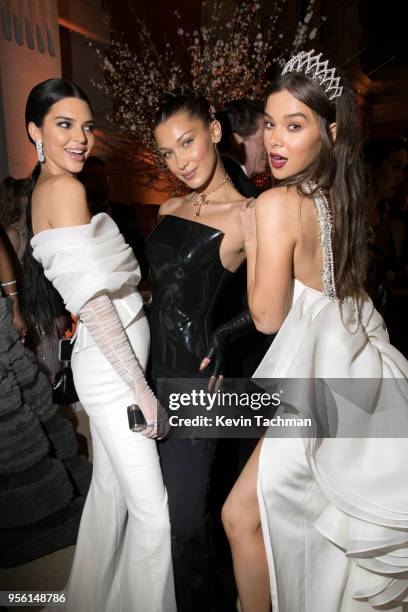 Kendall Jenner, Bella Hadid and Hailee Steinfeld attend the Heavenly Bodies: Fashion & The Catholic Imagination Costume Institute Gala at The...