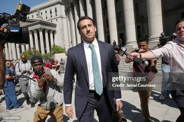 Alex Spiro, legal counsel representing Jay-Z, departs the Thurgood Marshal Federal Court on May 8, 2018 in New York City. Jay-Z, real name Sean...