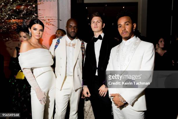 Kendall Jenner, Virgil Abloh, Ansel Elgort and Lewis Hamilton attend the Heavenly Bodies: Fashion & The Catholic Imagination Costume Institute Gala...