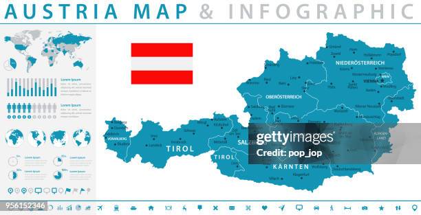 map of austria - infographic vector - salzburg stock illustrations