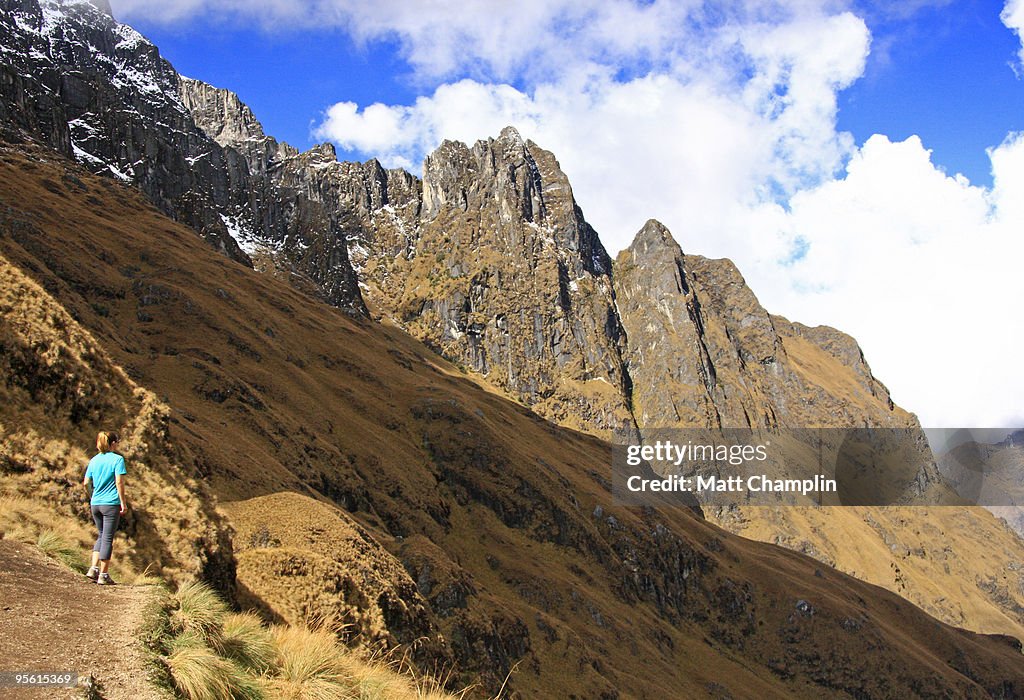 Woman overlooks in the Andes