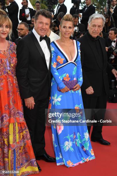 Christian Estrosi,Laura Tenoudji and Costa Gavras attend the screening of "Everybody Knows " and the opening gala during the 71st annual Cannes Film...