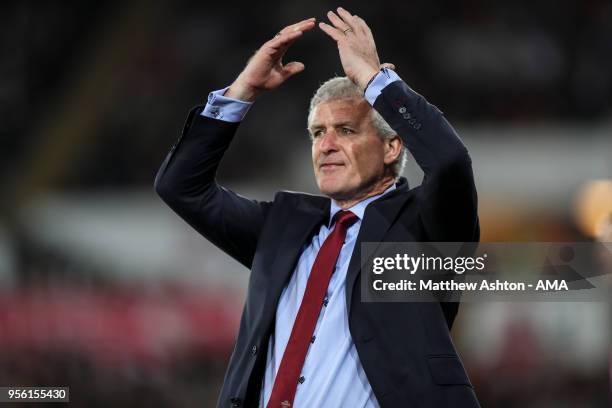 Mark Hughes head coach / manager of Southampton reacts during the Premier League match between Swansea City and Southampton at Liberty Stadium on May...