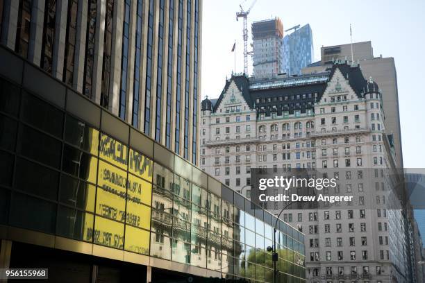 The Plaza Hotel stands in Midtown Manhattan, May 8, 2018 in New York City. Saudi Prince Al-Waleed Bin Talal and global real estate company Ashkenazy...