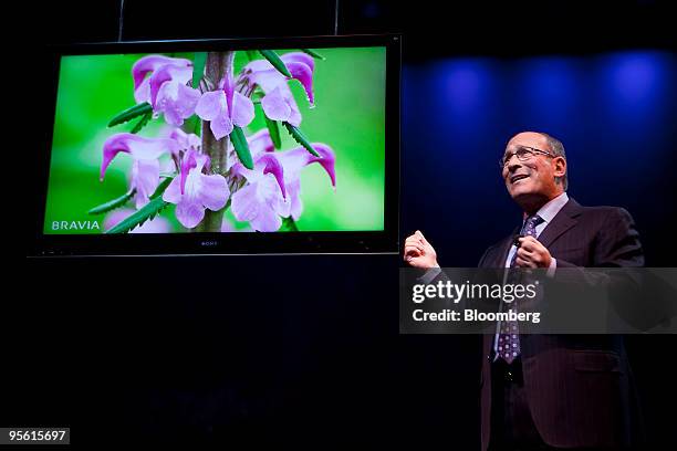 Stan Glasgow, president and chief operating officer of Sony Electronics Inc., speaks about Sony Bravia televisions during the 2010 International...