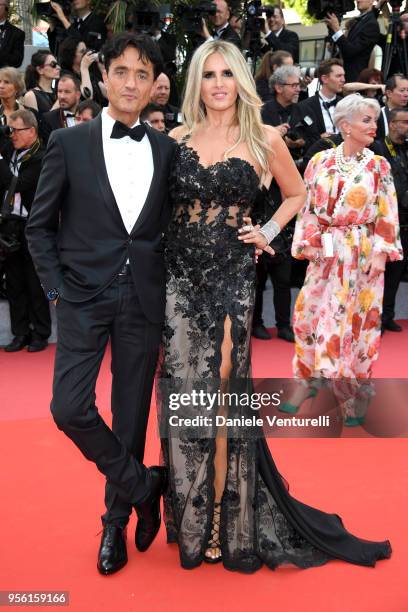 Giulio Base and Tiziana Rocca attend the screening of "Everybody Knows " and the opening gala during the 71st annual Cannes Film Festival at Palais...