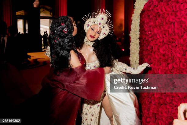 Nicki Minaj and Cardi B at Heavenly Bodies: Fashion & The Catholic Imagination Costume Gala at The Metropolitan Museum of Art on May 7, 2018 in New...