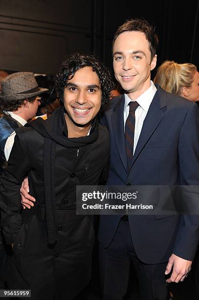 Actors Kunal Nayyar and Jim Parsons arrive at the People's Choice Awards 2010 held at Nokia Theatre L.A. Live on January 6, 2010 in Los Angeles,...