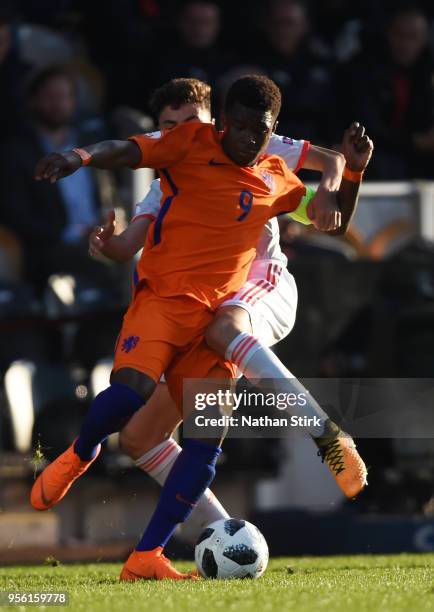 Daishawn Redan of Netherlands in action during the UEFA European Under-17 Championship match between Netherlands and Spain at Pirelli Stadium on May...