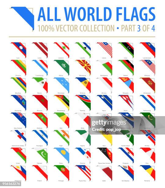 world flags - vector corner flat icons - part 3 of 4 - montenegro stock illustrations