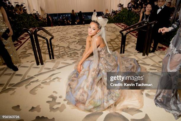 Ariana Grande attends the Heavenly Bodies: Fashion & The Catholic Imagination Costume Institute Gala at The Metropolitan Museum of Art on May 7, 2018...