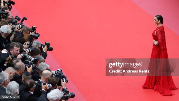 Araya A. Hargate attends the screening of "Everybody Knows " and the opening gala during the 71st annual Cannes Film Festival at Palais des Festivals...