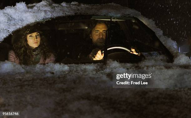 Alicia Minshew and Thorsten Kaye in a scene that airs the week of December 21, 2009 on Disney General Entertainment Content via Getty Images...