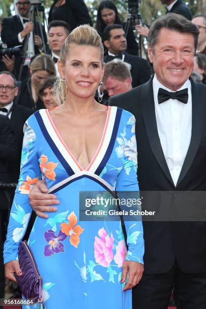 Laura Tenoudji and Christian Estrosi attend the screening of "Everybody Knows " and the opening gala during the 71st annual Cannes Film Festival at...