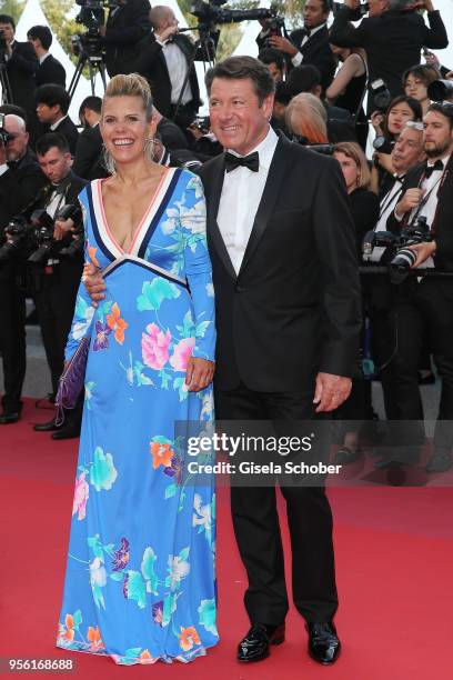 Laura Tenoudji and Christian Estrosi attend the screening of "Everybody Knows " and the opening gala during the 71st annual Cannes Film Festival at...